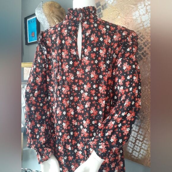 Zara Floral Black and Red Maxi Dress - Picture 3 of 16